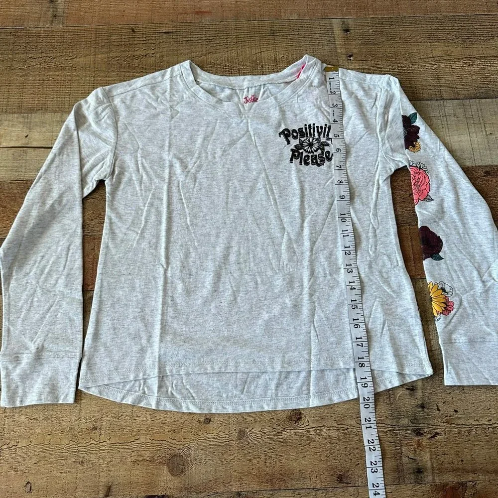 Justice Girls long sleeve glitter graphic tee shirt in gray -M (10)